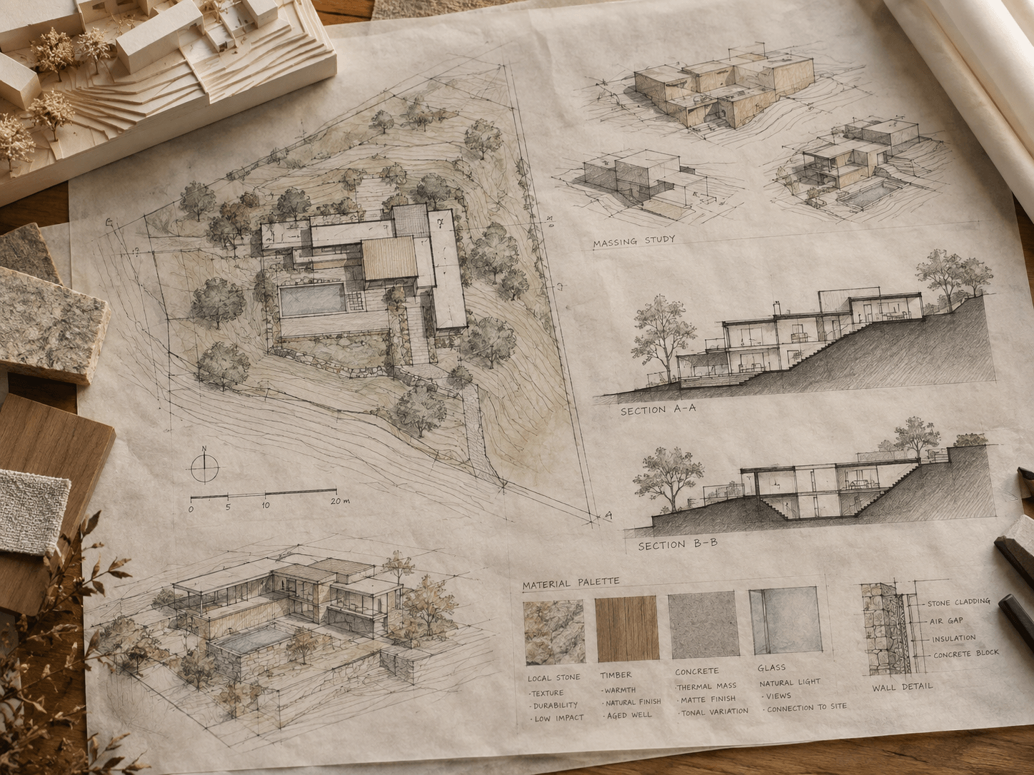 Existing Ovie architectural visualization illustrating spatial and material design
